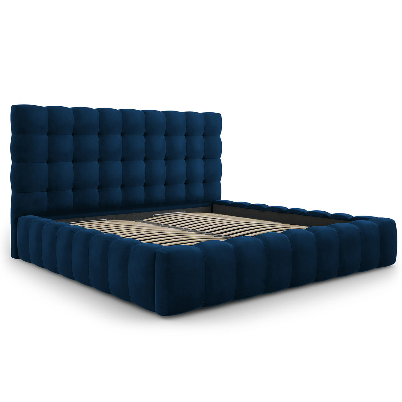 Cosmopolitan Design Lit avec coffre de rangement Bali Velours bleu roi - 200x200 cm