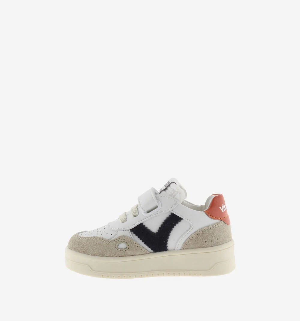 SEUL BRIDE EFFET CUIR & CUIR FENDU Baskets à semelles beiges pour enfant NARANJA