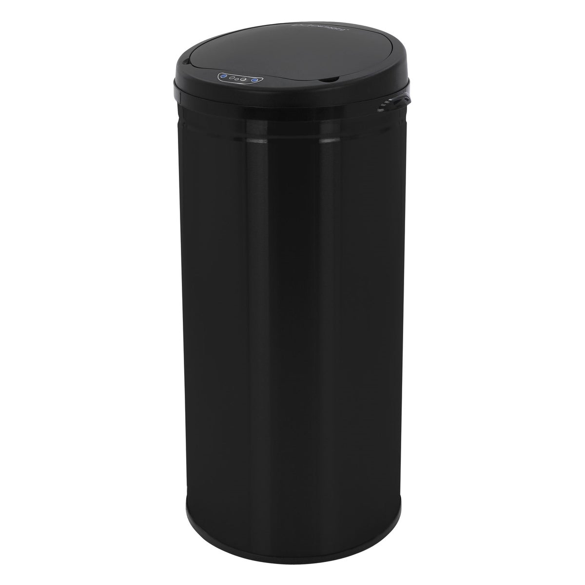 ML-Design 30L sensorbak van roestvrij staal, zwart, rond, automatisch openend en sluitend, aanraakvrije afvalbak, bewegingssensorbak, LED-indicator, klemring, voor keuken en kantoor
