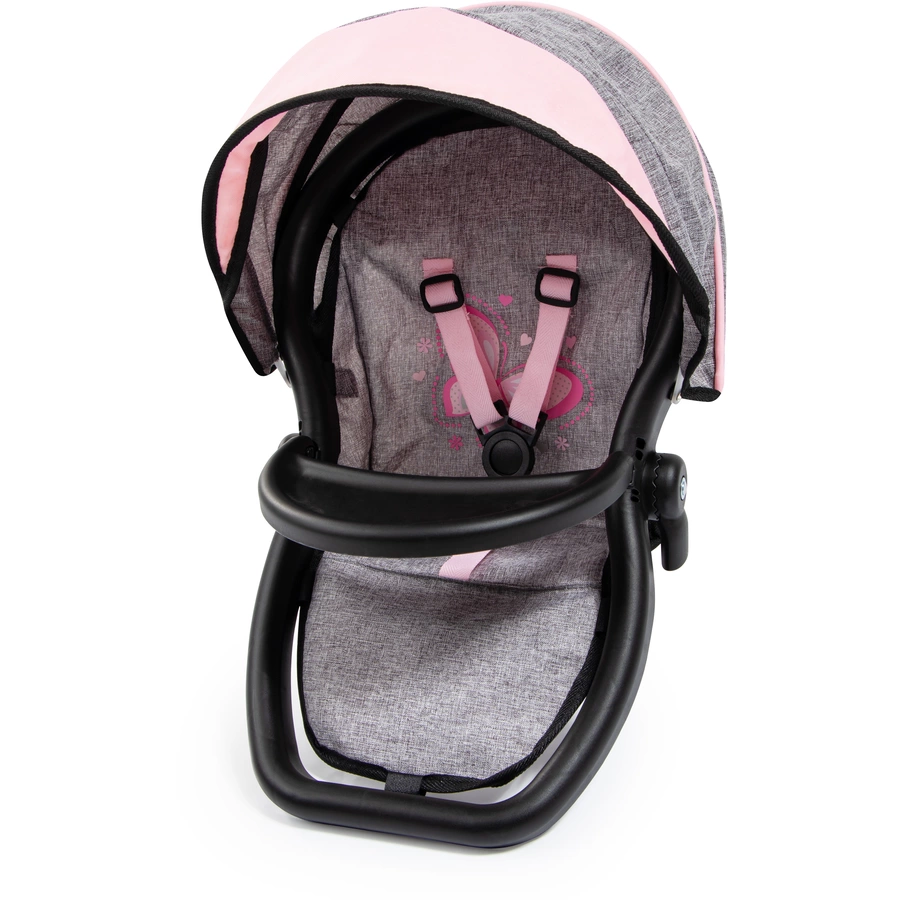 bayer Design Zwillings-Puppenwagen Twin Neo graurosa, mit Schmetterling