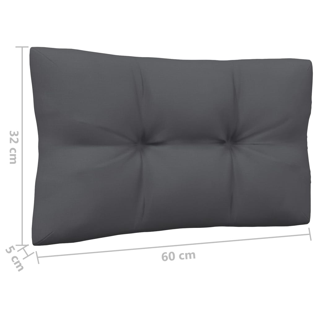 Salon de jardin meuble d'extérieur ensemble de mobilier 3 pièces avec coussins anthracite bois de pin
