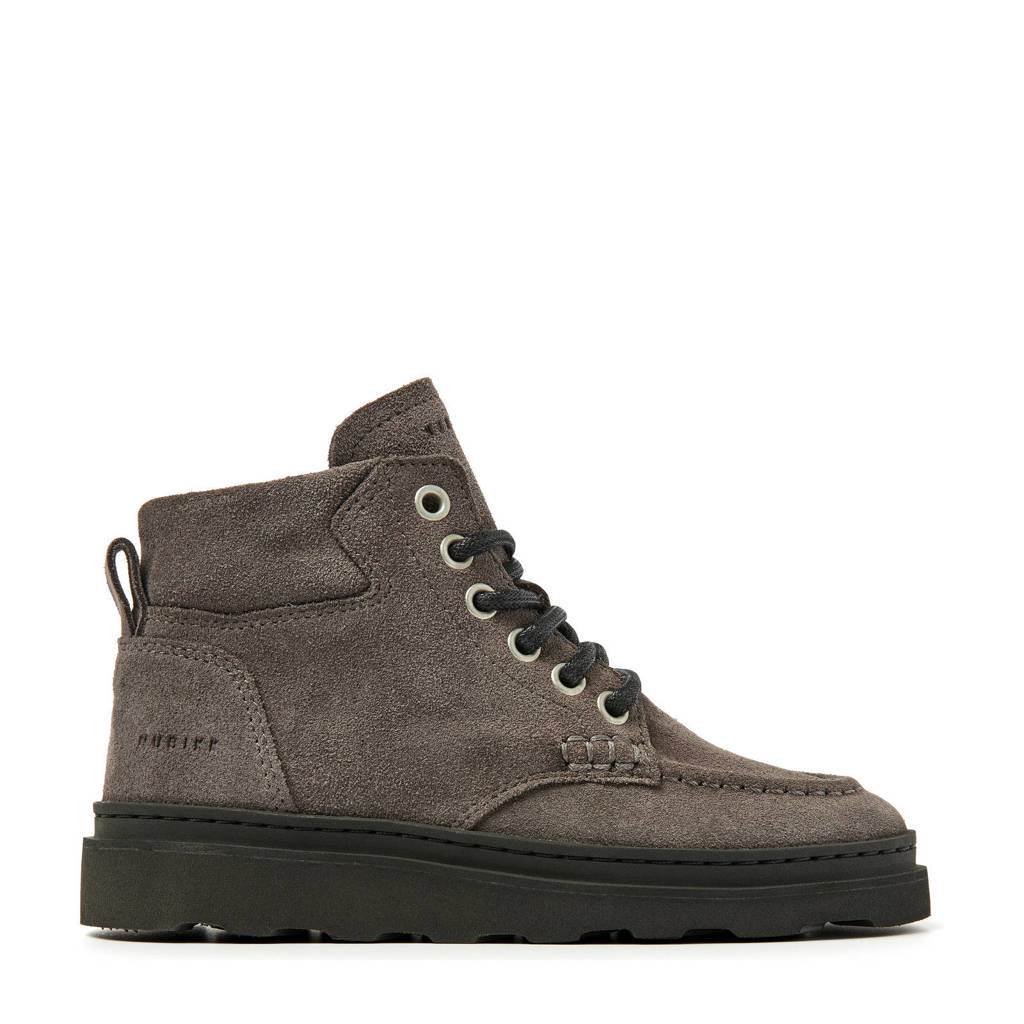 Nubikk suède veterboots donkergrijs