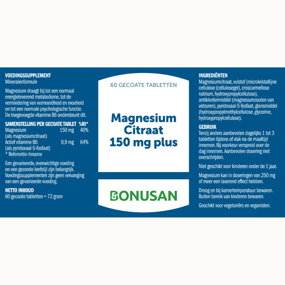 2x Bonusan Magnesiumcitraat 150mg 60 tabletten
