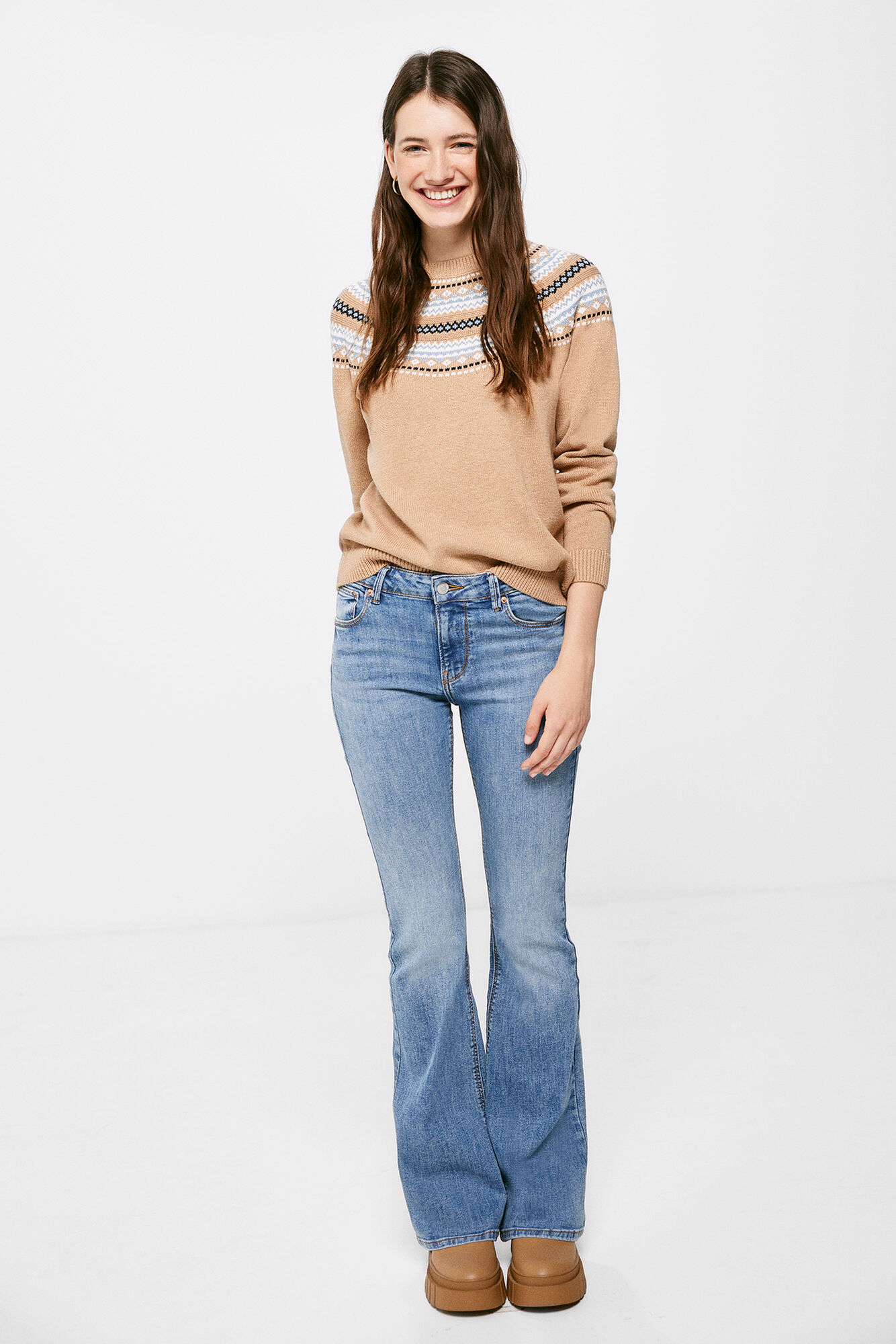 Suéter com gola jacquard