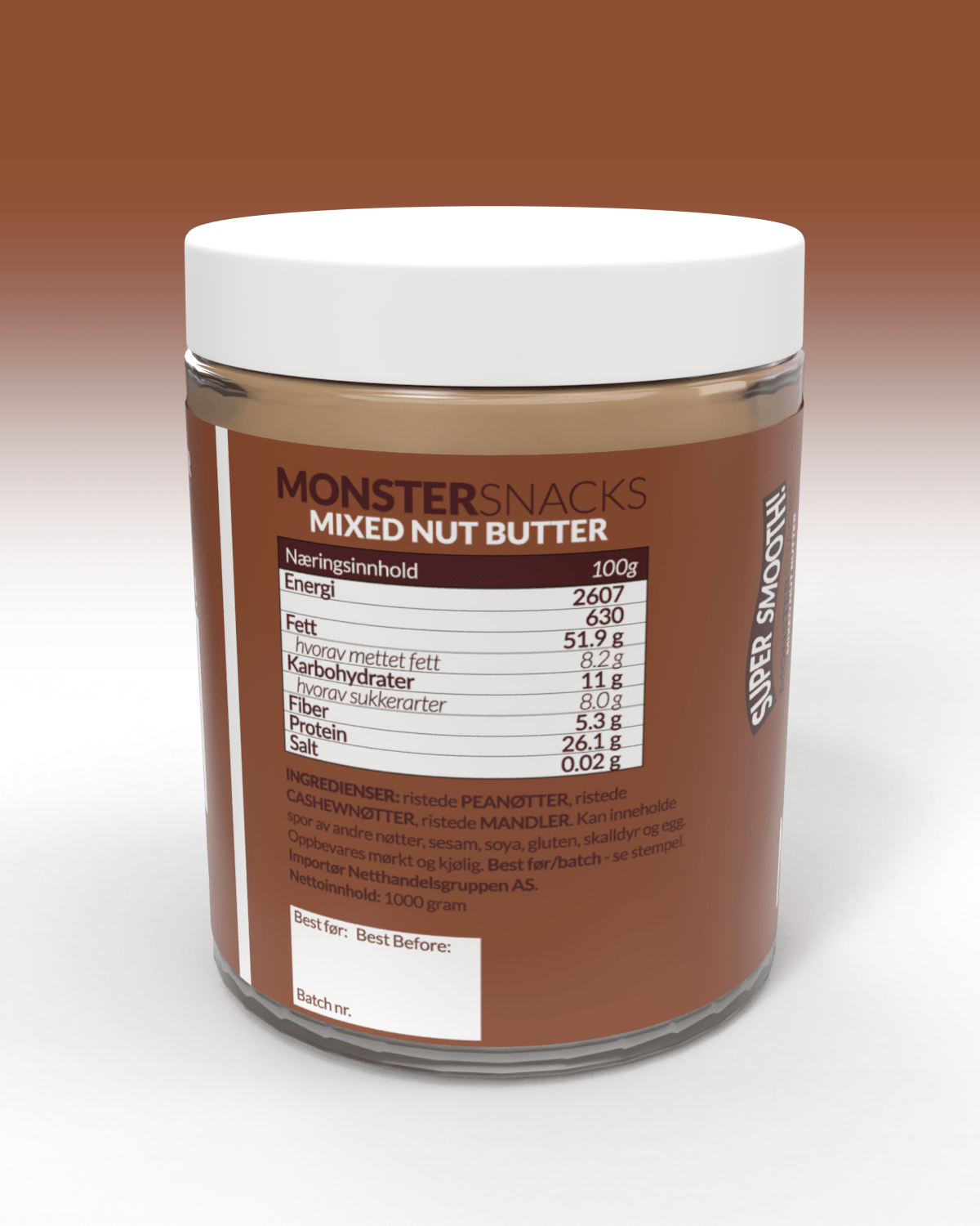 Monster Mixed Nut Butter 3x1000g - TREPAKNING!