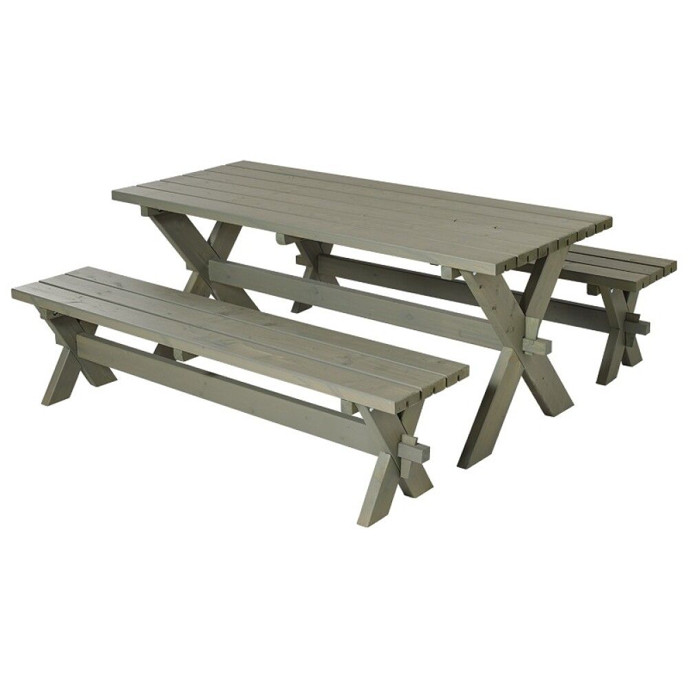 BENKESETT PLUS NOSTALGI BORD/2 BENKER 177CM GRÅBRUN