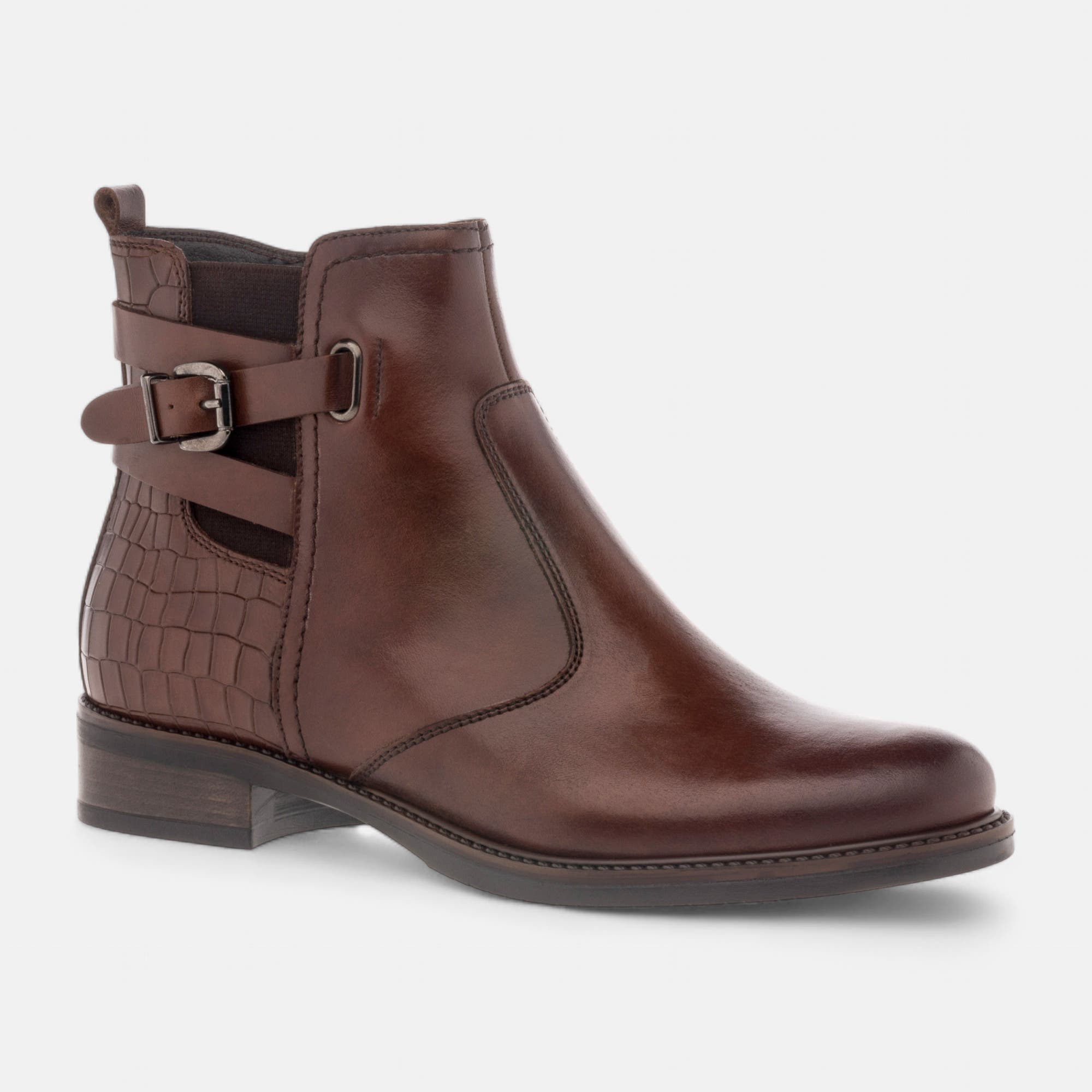 Bottines Femme en cuir cognac