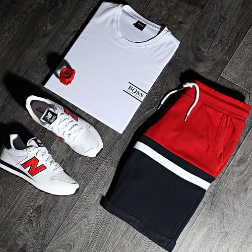 Short Jogging Tricolore 1507 Rouge Bleu Marine