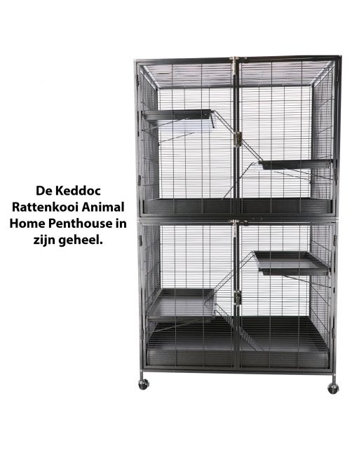 Keddoc Rattenkooi Animal Home Penthouse Top - Dierenverblijf - 93.5x63x76 cm Antraciet
