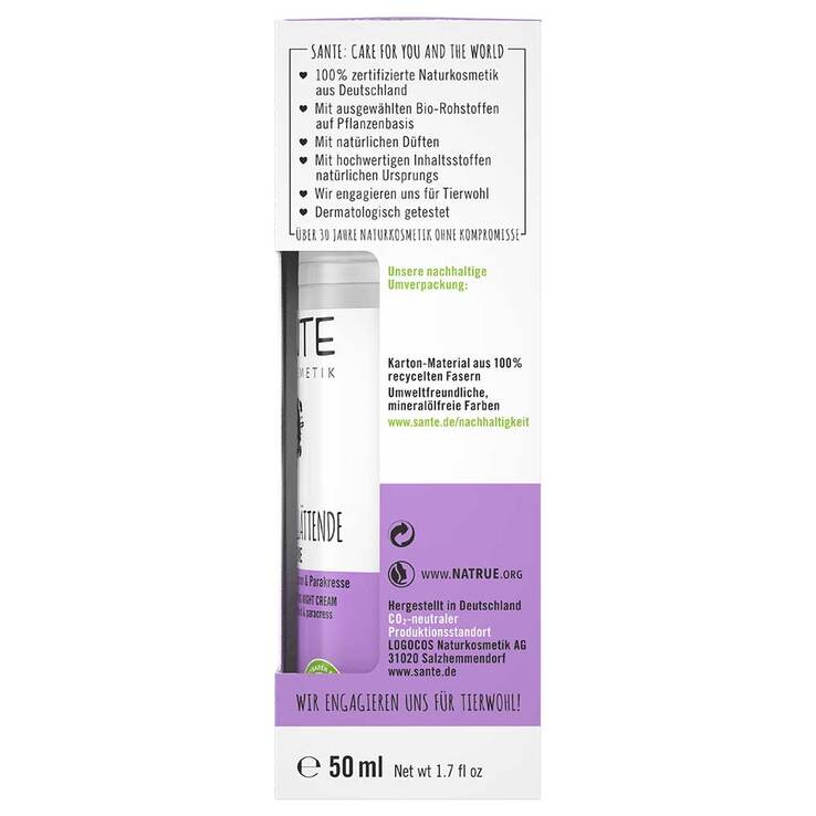 Sante glättende Nachtcreme Hyaluron & Parakresse, 50 ml