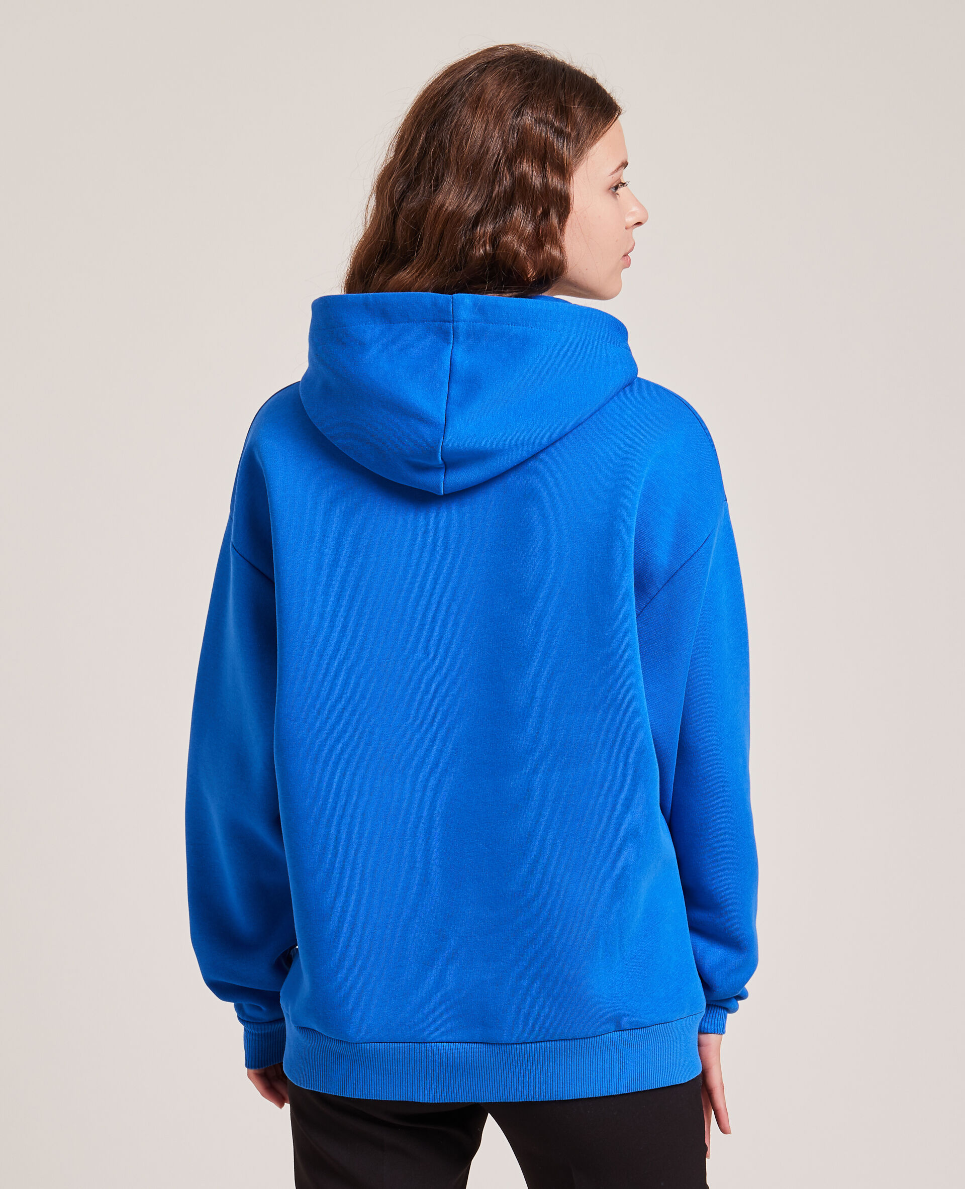 Sweat capuche avec flocage - Bleu électrique