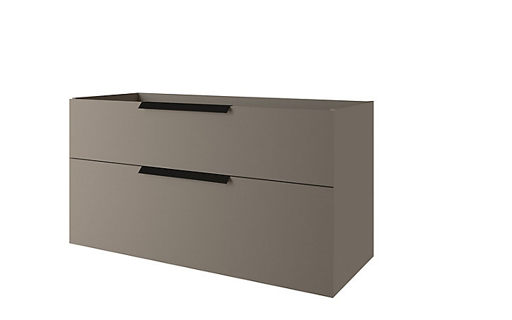 Meuble sous vasque à suspendre Urban gris mat 120 cm + plan double vasque en résine blanc