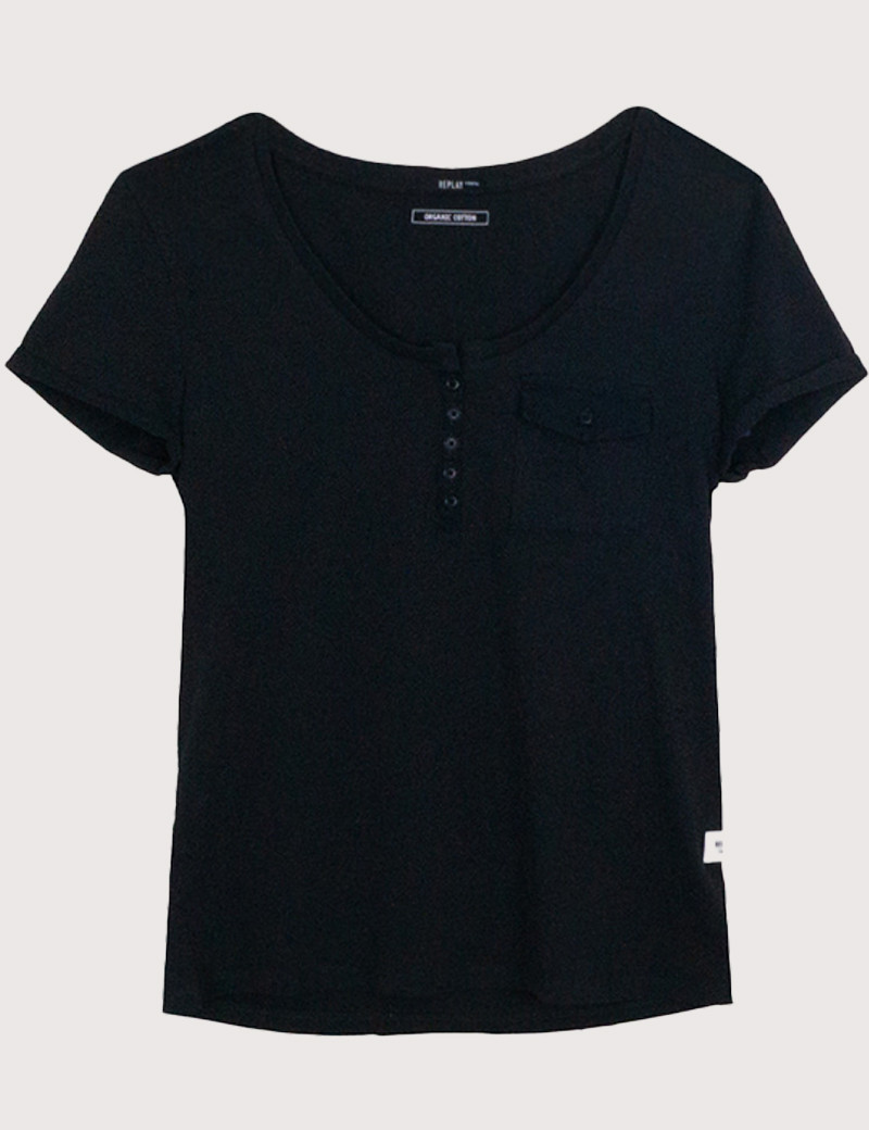 REPLAY T-SHIRT FEMME SLIM NOIR