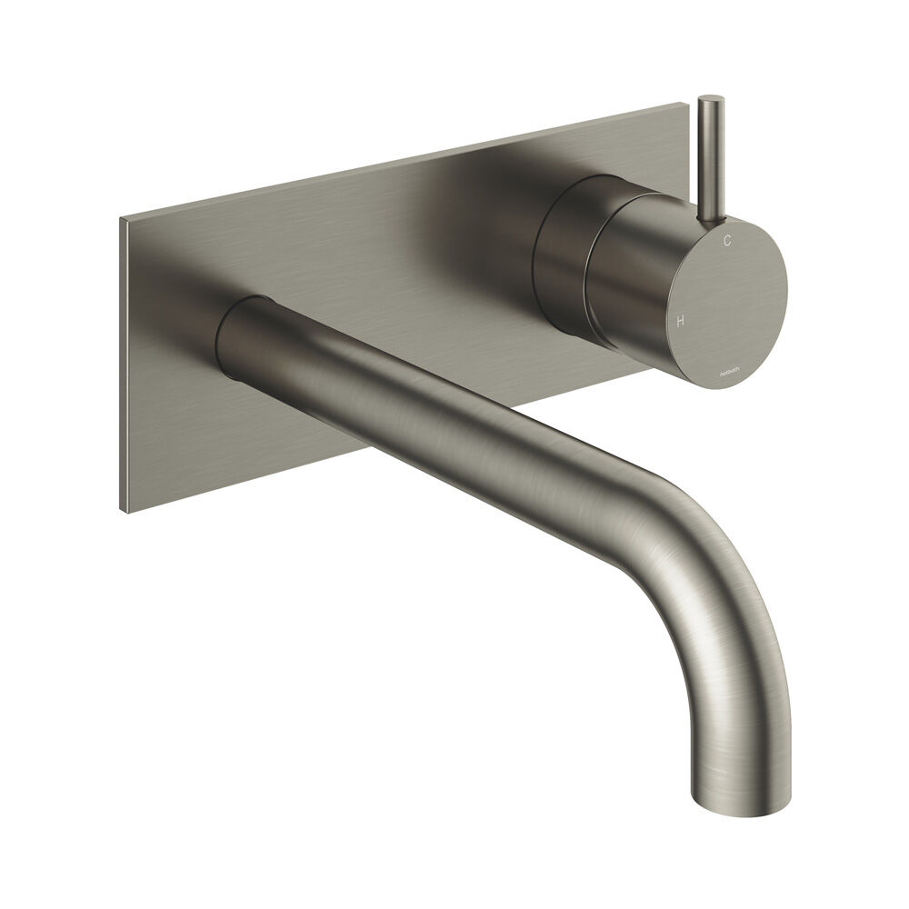 Hotbath Cobber inbouw wastafelkraan 18cm met plaat geborsteld nikkel