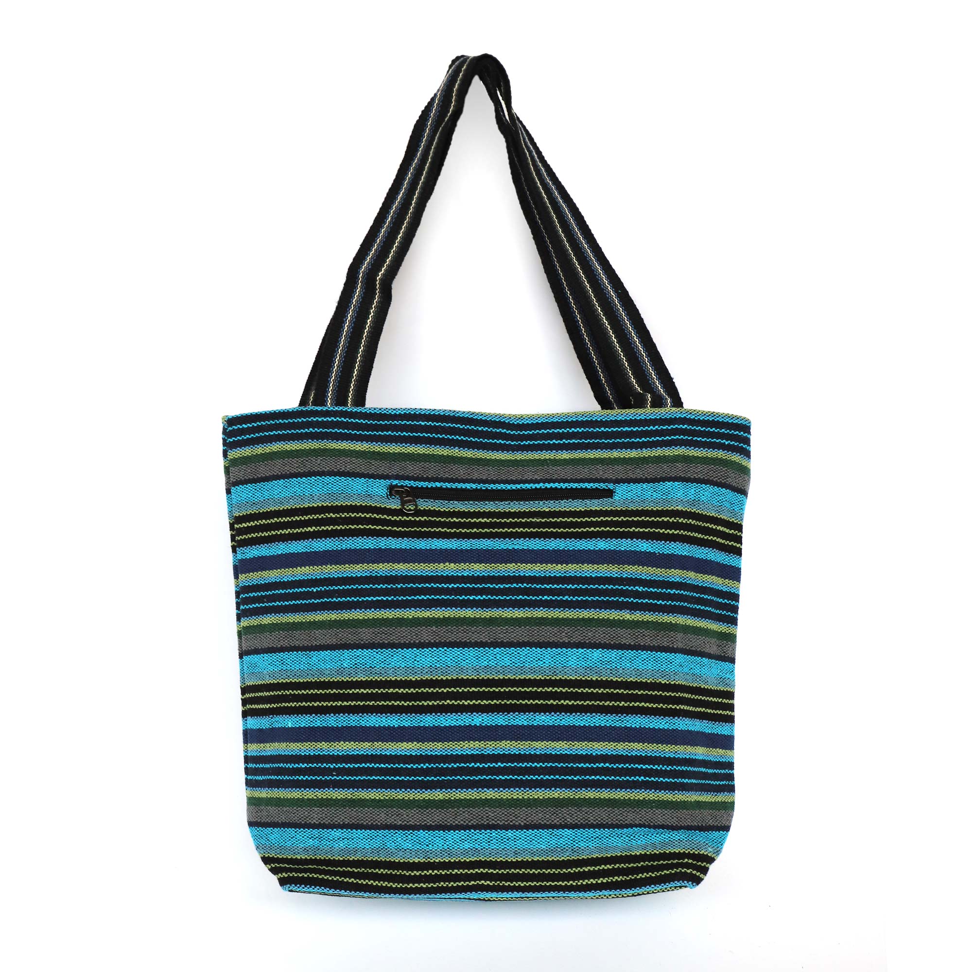Einkaufstasche aus Baumwolljacquard, blau-ocean gestreift, B 35 cm, H 40 cm, L 10 cm günstig bestellen
