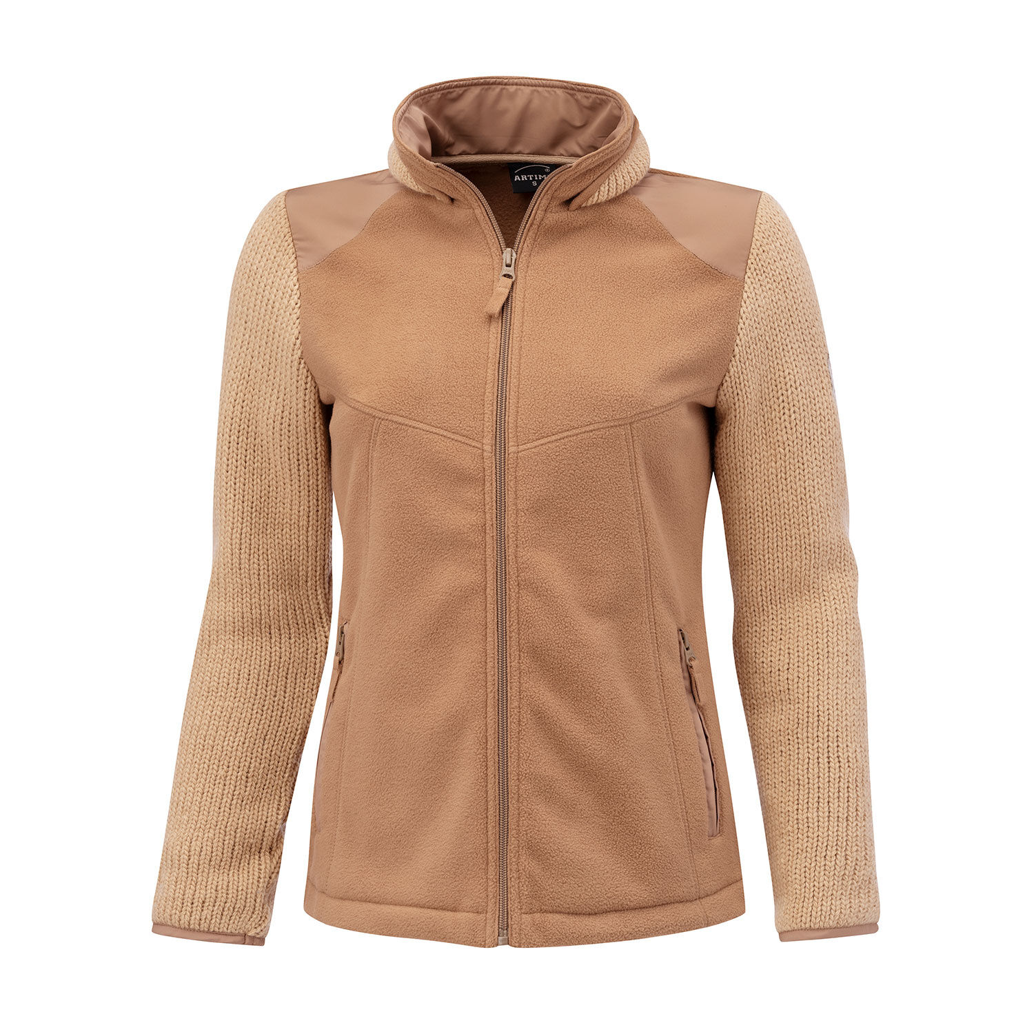 Damen Fleece Jacke mit gestrickten Ärmeln