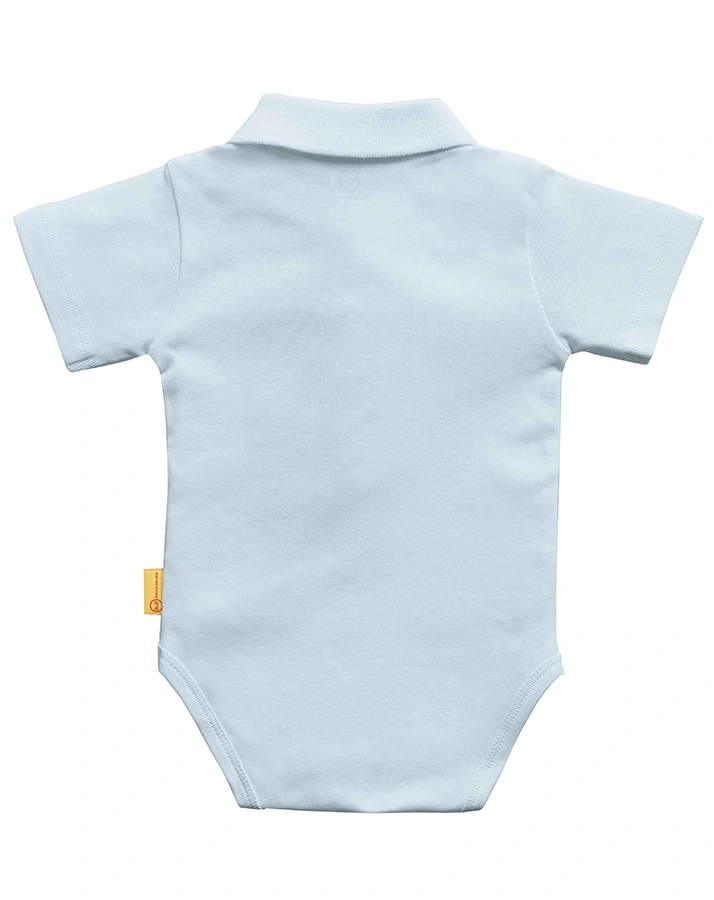 Kurzarm-Body TEDDY mit Polokragen in hellblau
