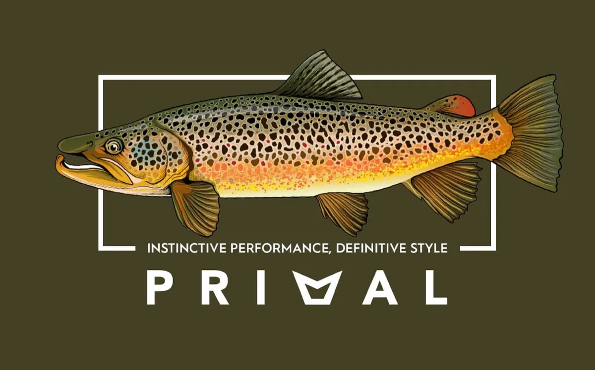 Primal Rod Co Artist Tee Brown Trout Olive