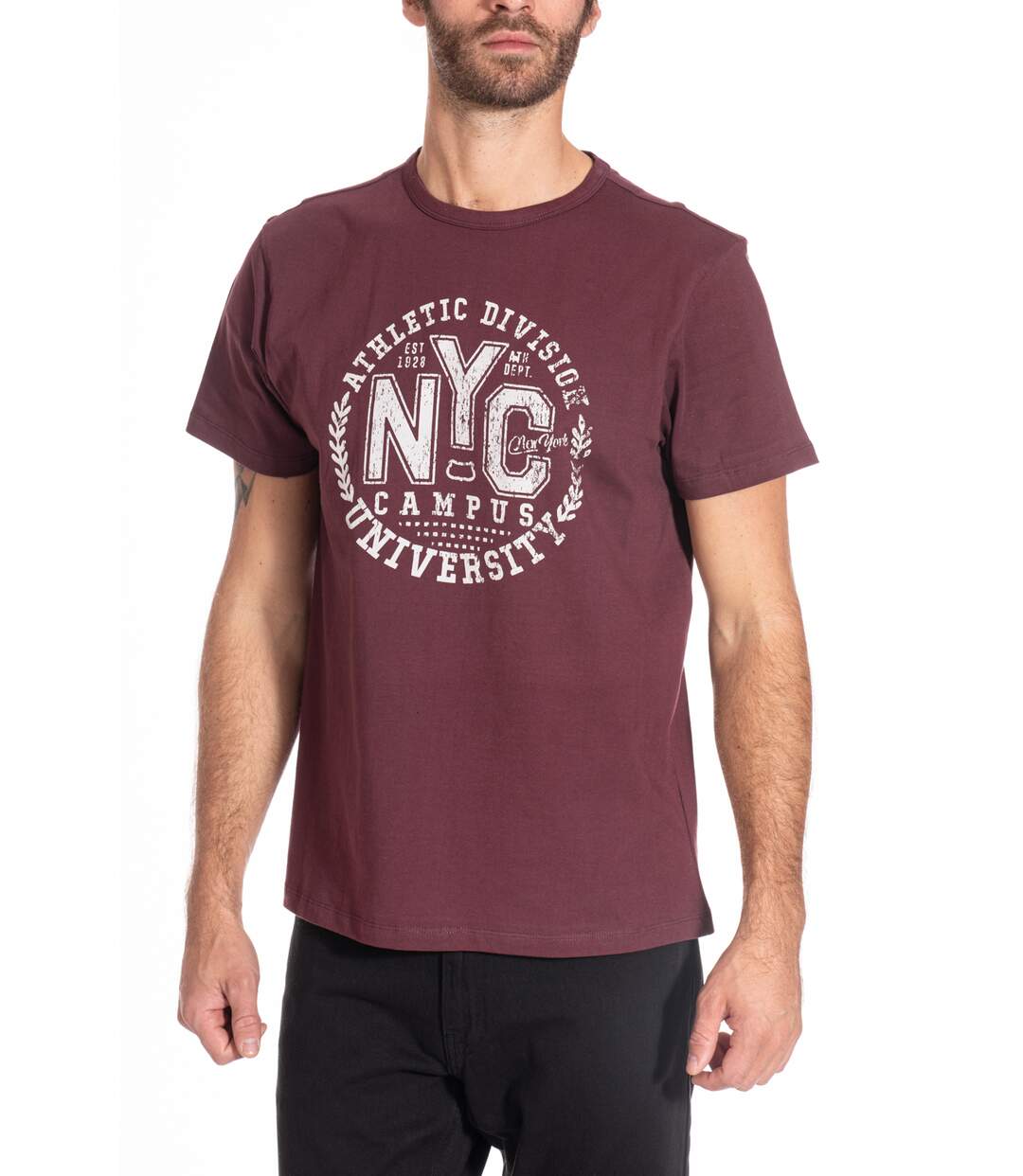 T-shirt style College imprimé WESTON BORDEAUX