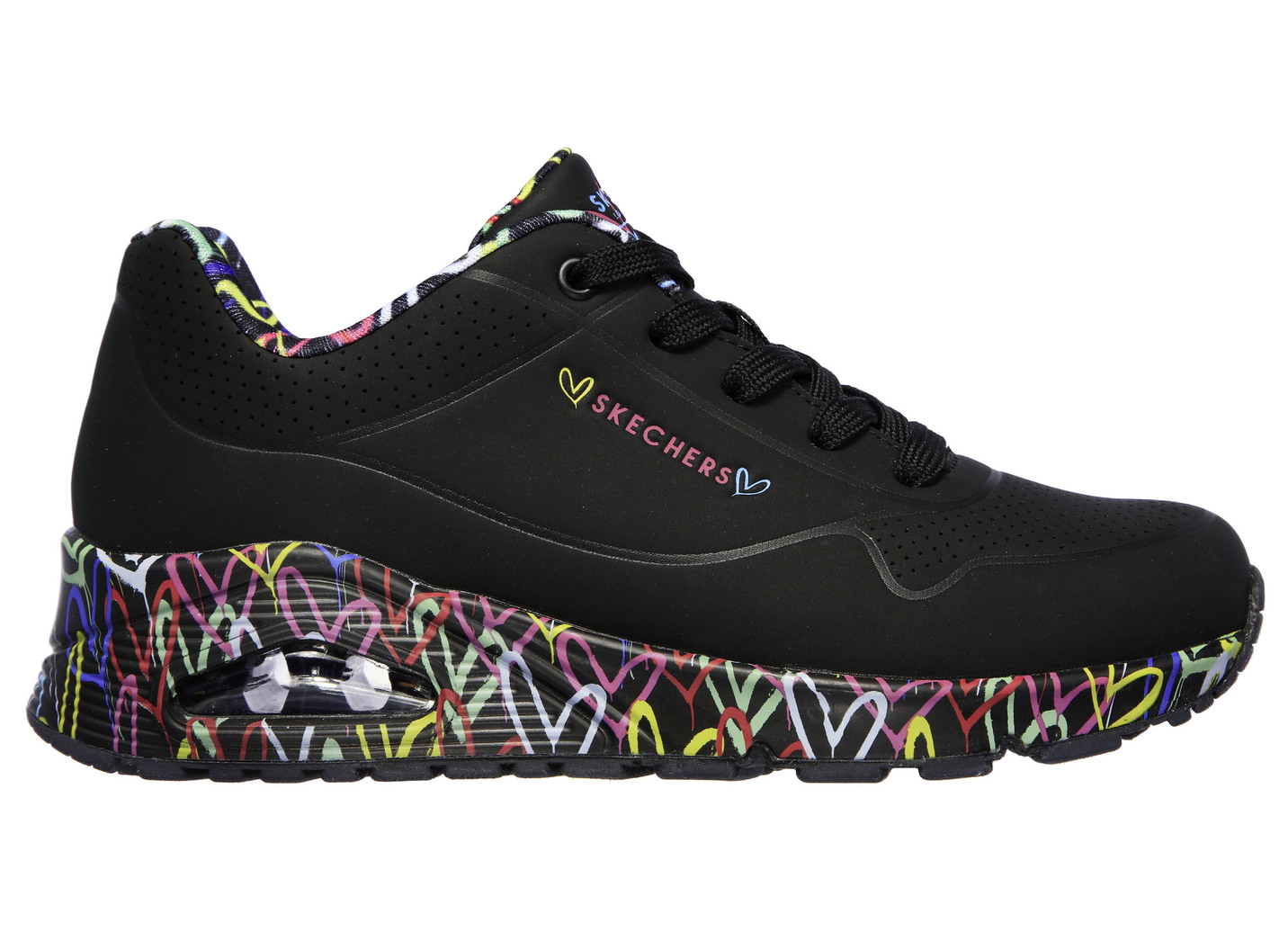 SKECHERS Schnür-Sneaker teilweise mit bunten Herzen bedruckt