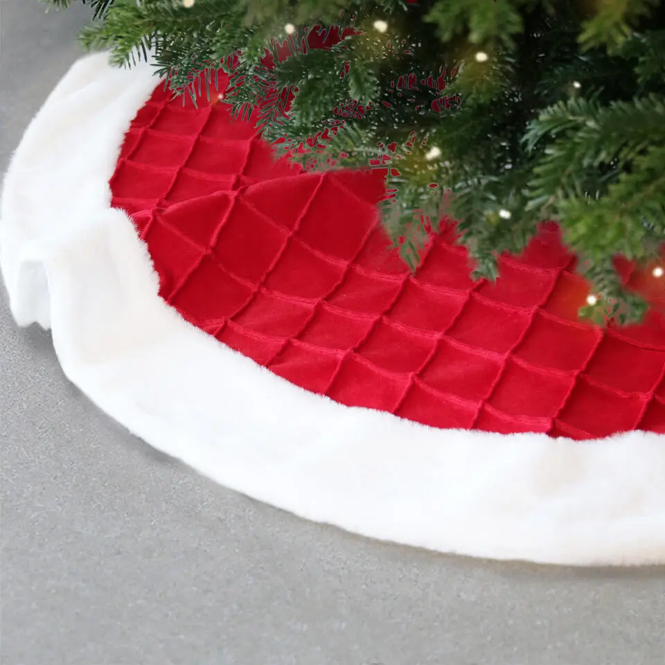 Unique Living kerstboomrok - rood/wit - D90 cm - polyester