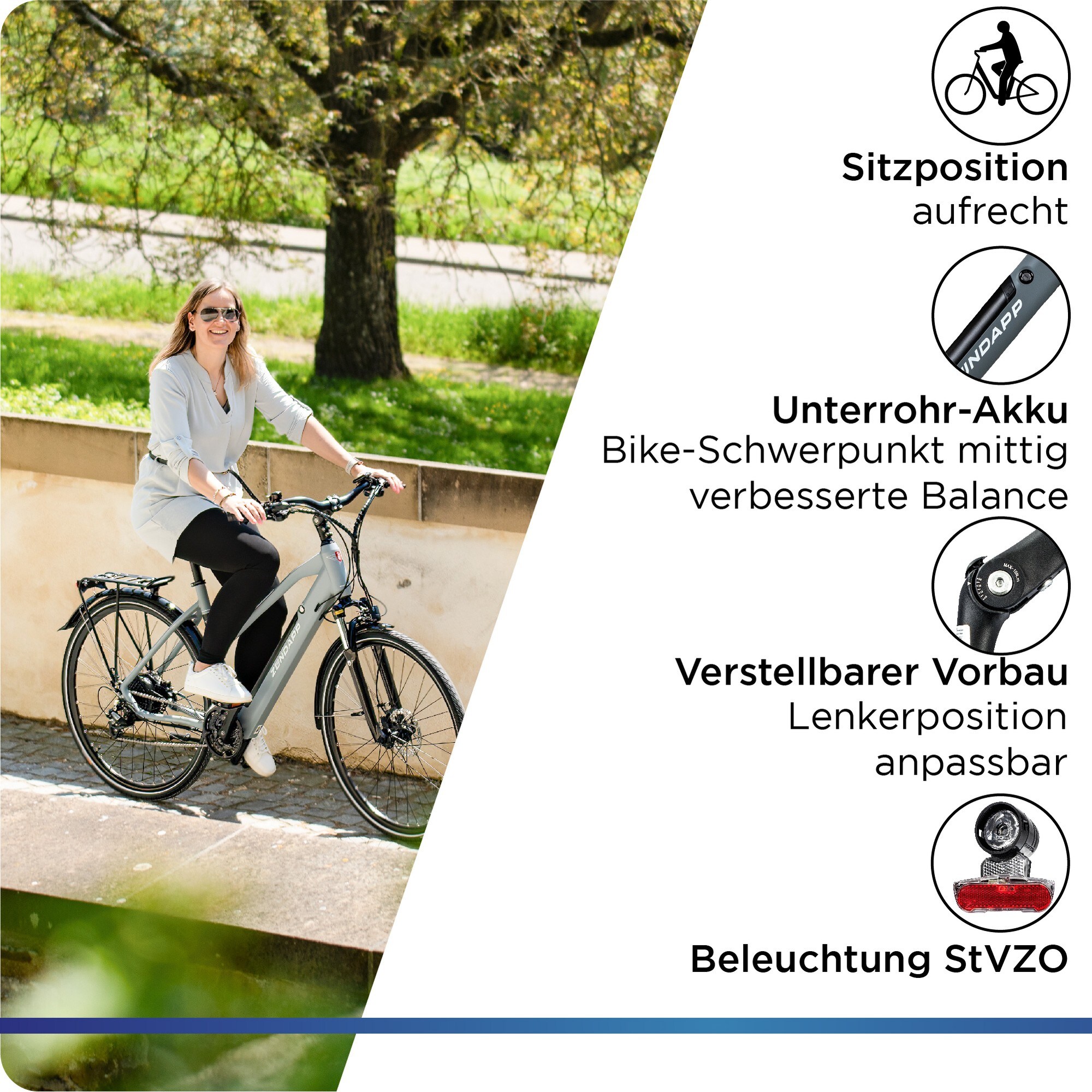 Zündapp Z810 E Bike Trekkingrad Damen ab 155 cm mit 24 Gängen und Beleuchtung StVZO