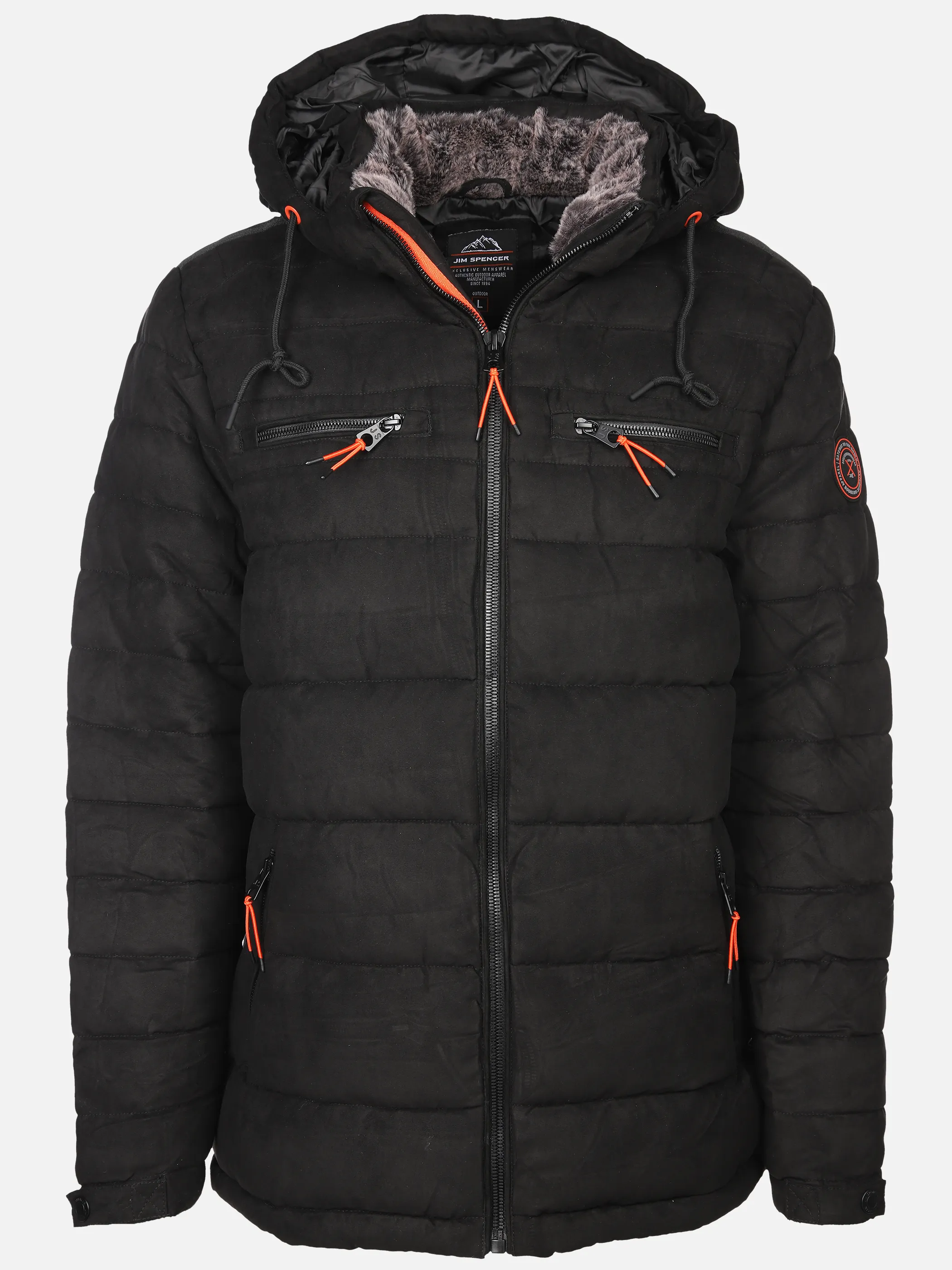 Herren Velour Steppjacke mit Kapuze