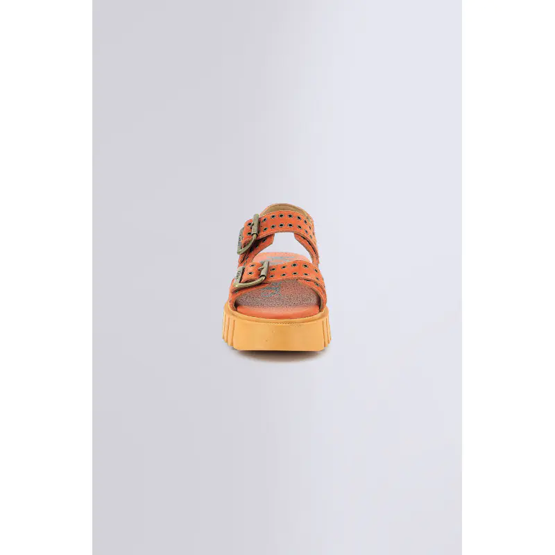 KICK FALK ORANGE BRIQUE SANDALES Cuir  Femme