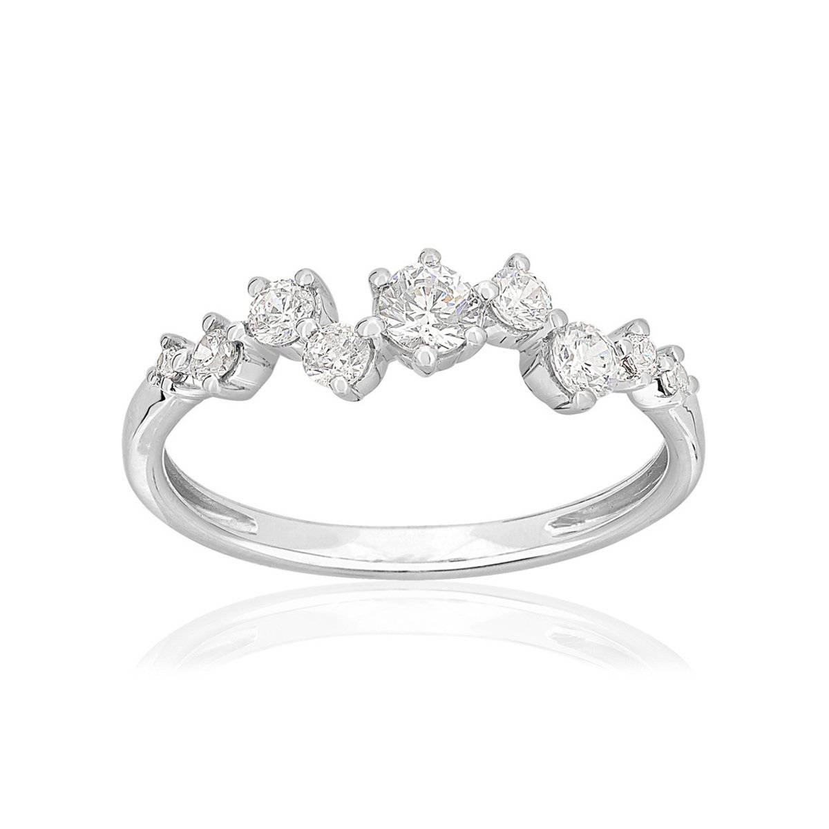Bague or 750 blanc diamants synthétiques 0,46 carat