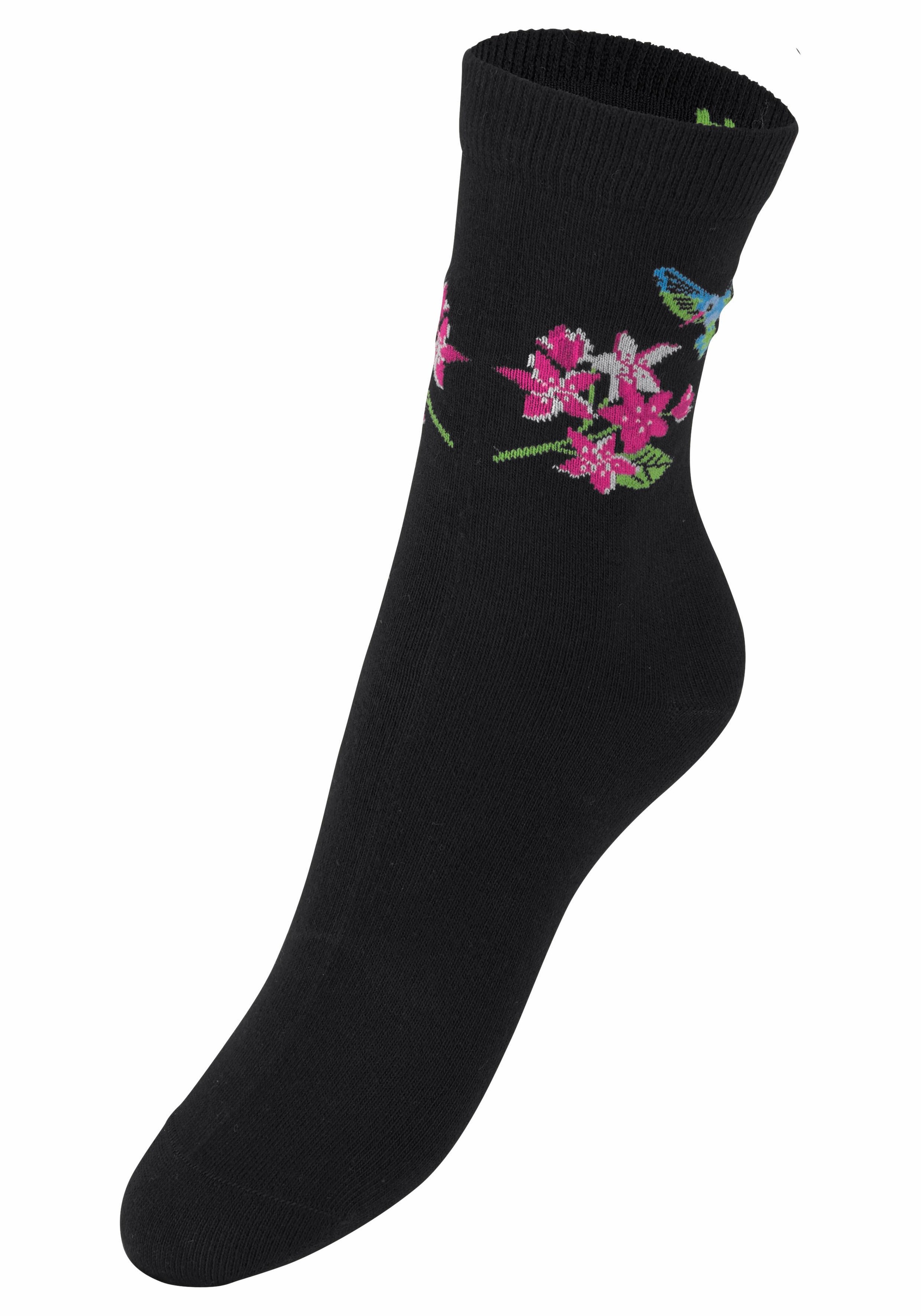 H.I.S Socken Packung, 7 Stk. tlg. mit Schmetterlings- und Vogelmotiven