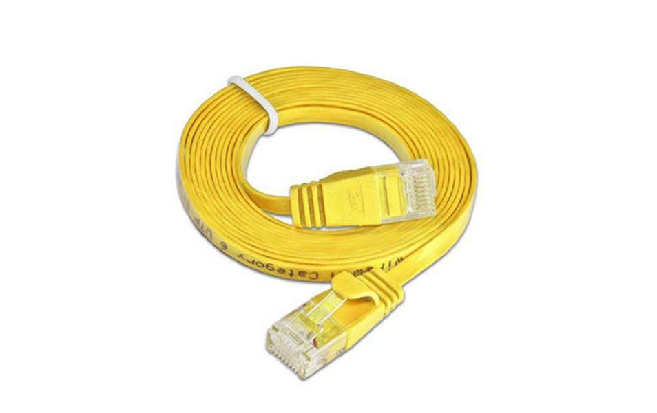 Slimpatchkabel RJ-45 - RJ-45, Cat 6, UTP, 10 m, GelbUnscreened/Unshielded Twisted-Pair-Kabel (UTP) mit Klinkenschutz