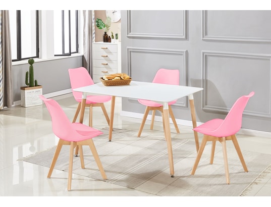 LIFE INTERIORS - Ensemble table et chaises Ensemble salle à manger moderne lorenzo - table blanche + ...