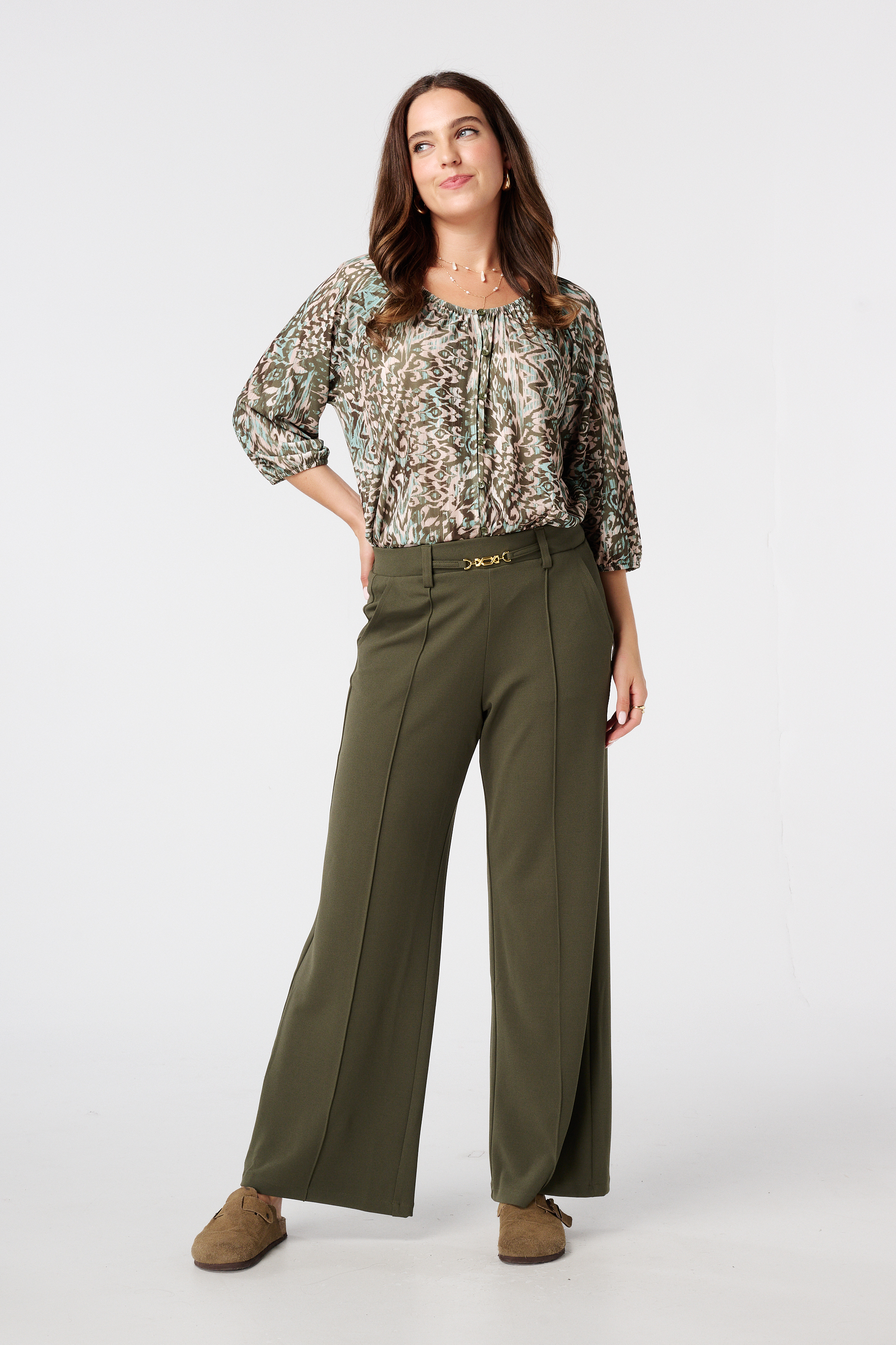 Blouse met print Multi Khaki