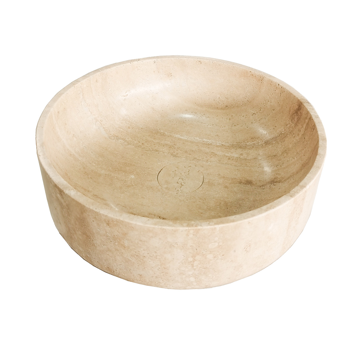 Saniclear White Travertin marmer waskom rond 38x13cm