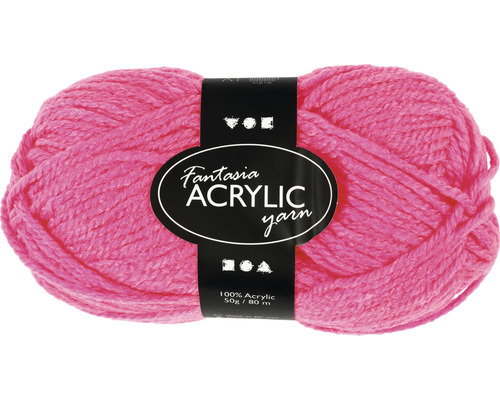 Acryl garen, neonroze, lengte: 80 m, 3-draads