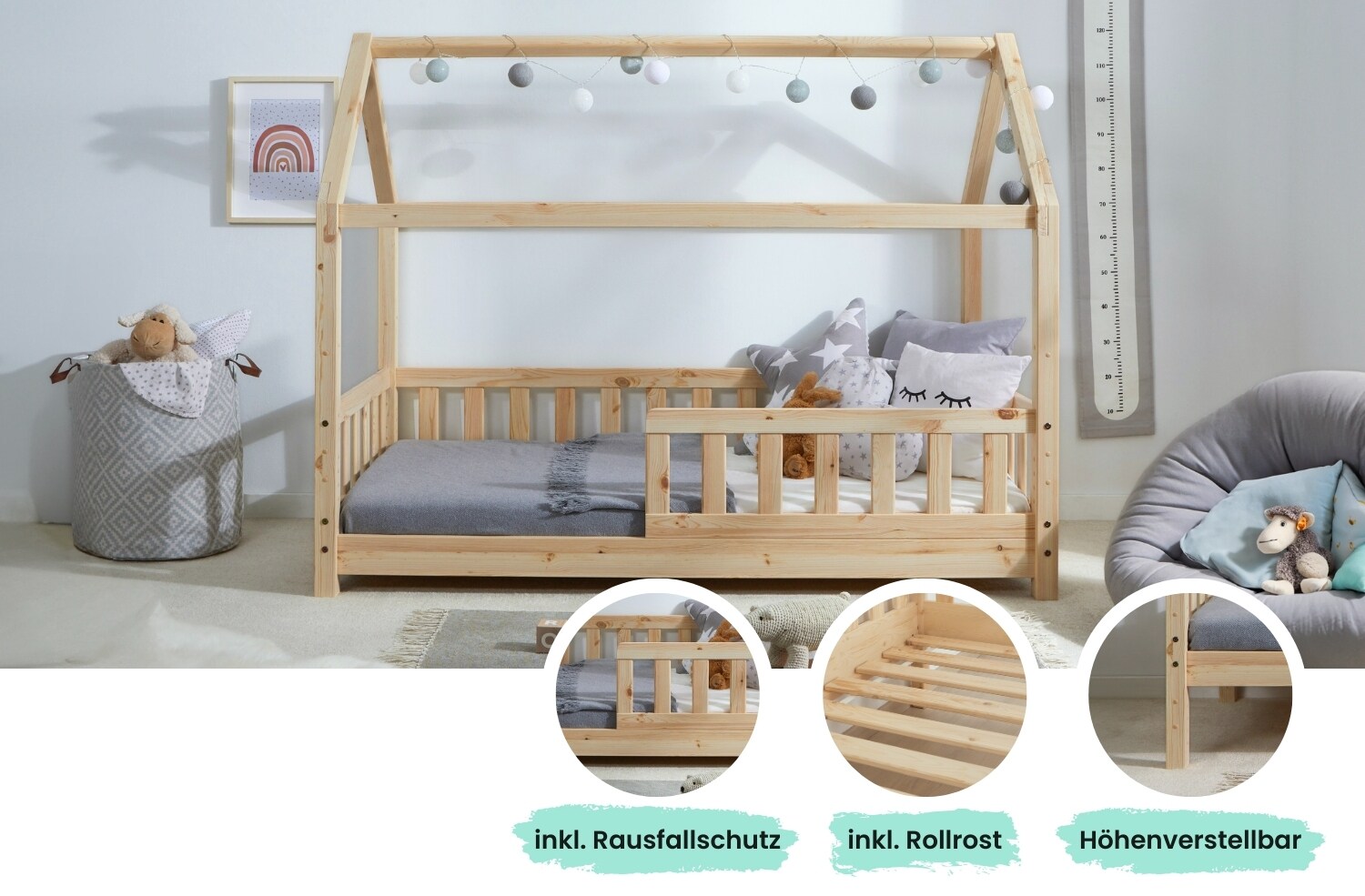 TiCAA Kinderbett Hausbett 