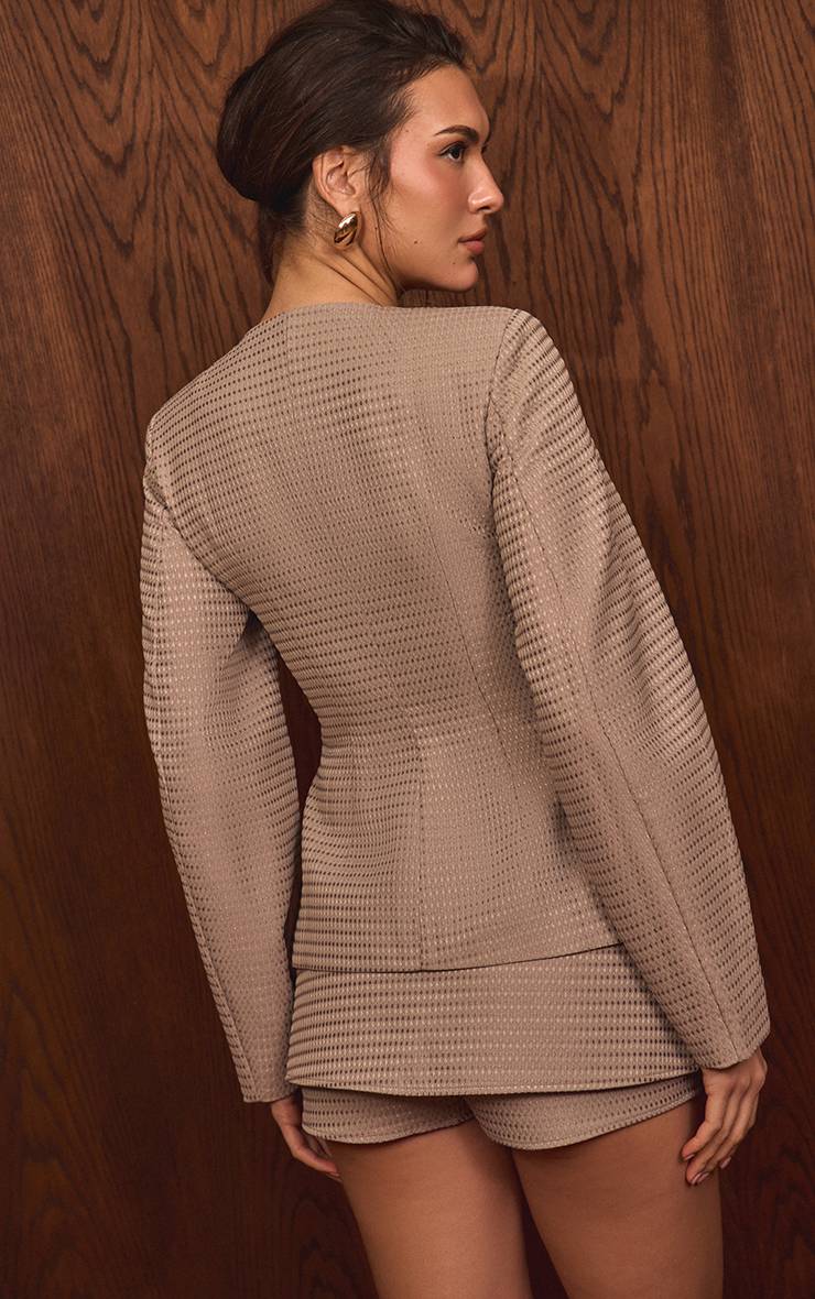 Champignon Ensemble Blazer Cintré À Taille Froncée Et Manches Cocon Avec Boutonnage