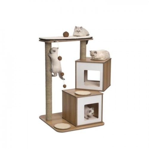 Arranhador para gatos Vesper V-Duplo em nogueira branca