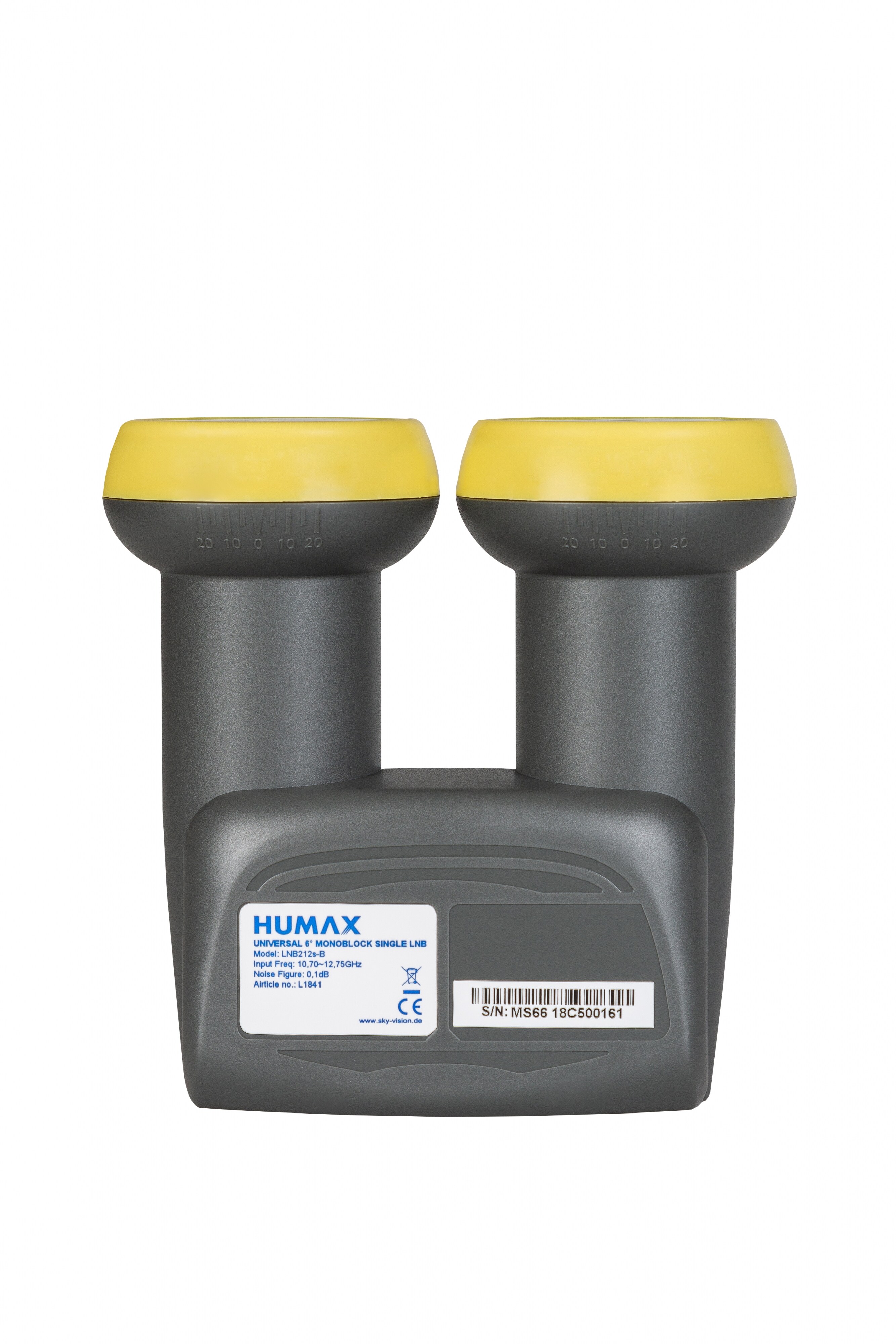 Humax Single Monoblock LNB, 1 Teilnehmer für 2 Satelliten, 0,1 dB