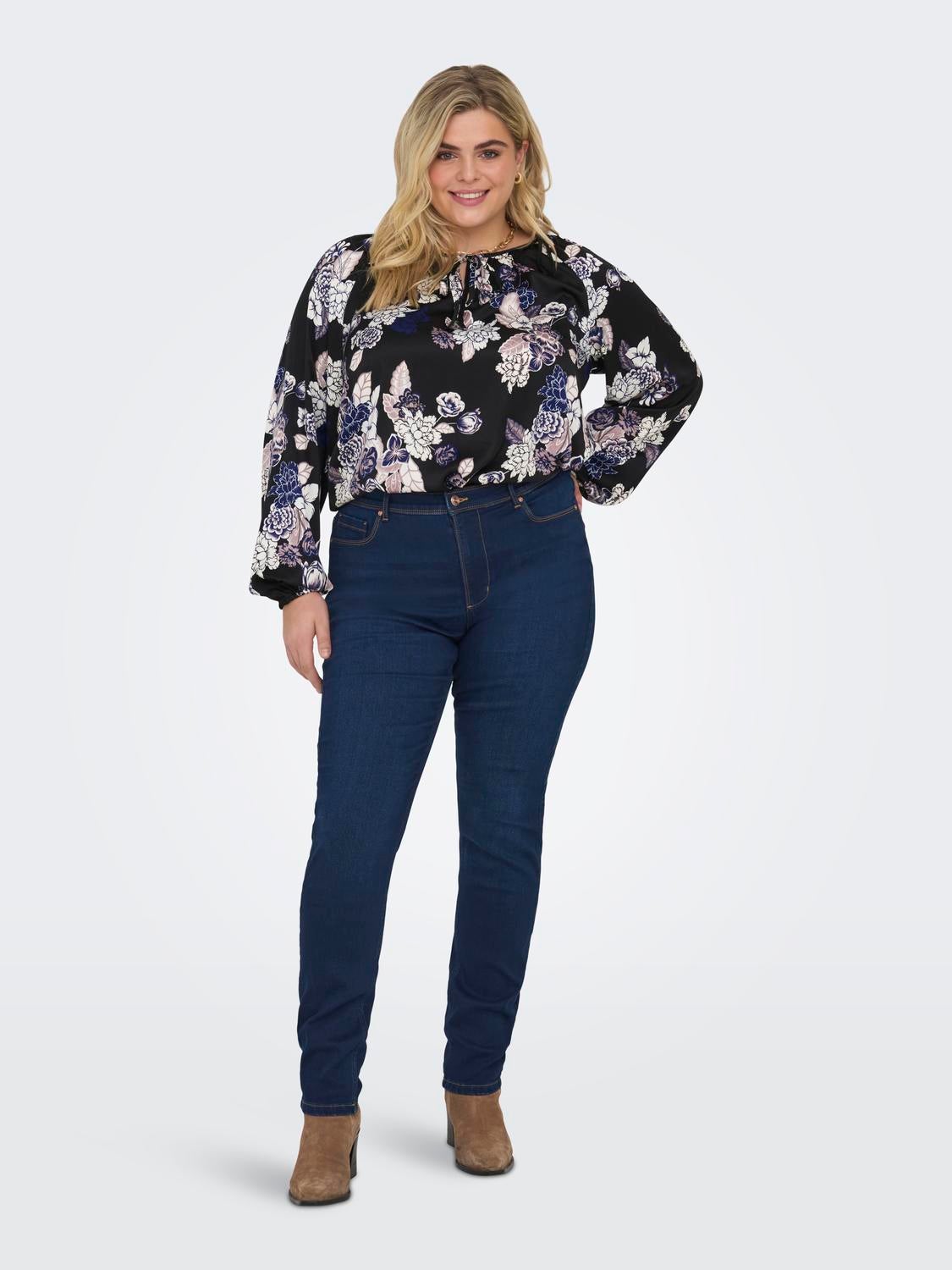 CARULTIMATE Mittlere Taille Skinny Fit Jeans Dark Blue Denim