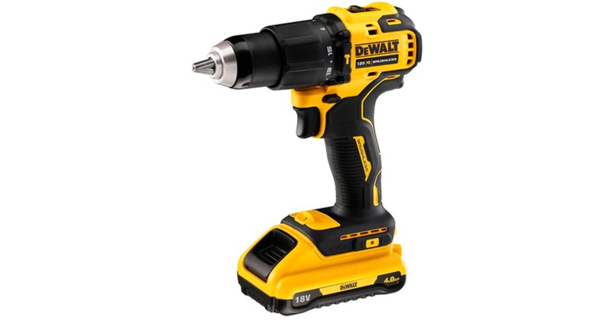 DEWALT18V XR Brushless Compacte accu-klopboorschroevendraaier DCD709D2T  (Geel/zwart, TSTAK Box, 2 Li-ion accu's  (2,0 Ah) inbegrepen)