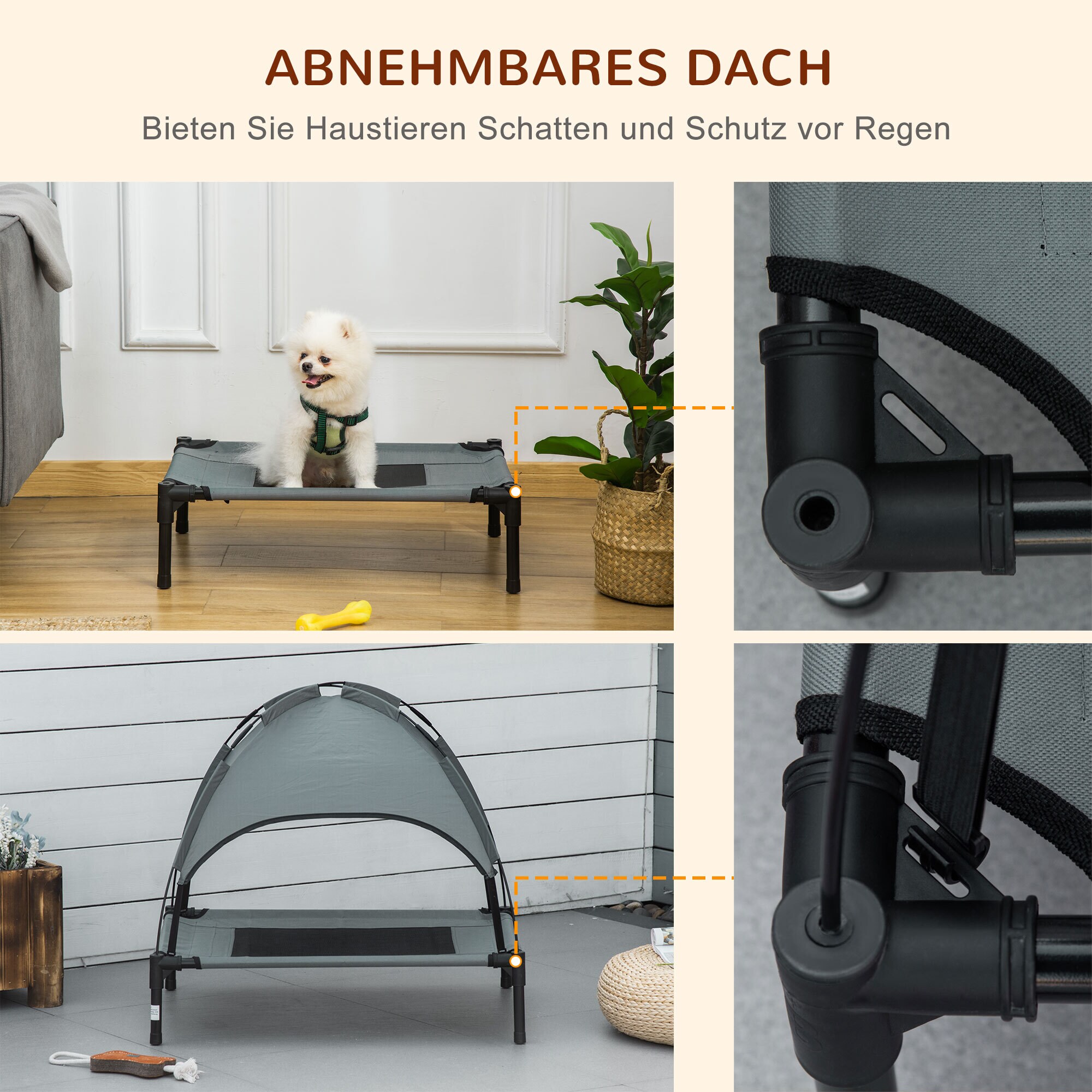PawHut Haustierbett mit Baldachin L61 x B46 x H61 cm