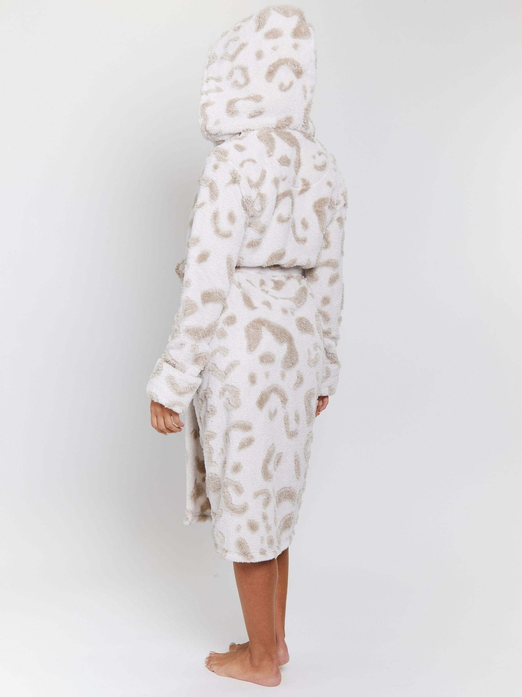 Loungeable Leopard Print Cutwork Maxi Dressing Gown
