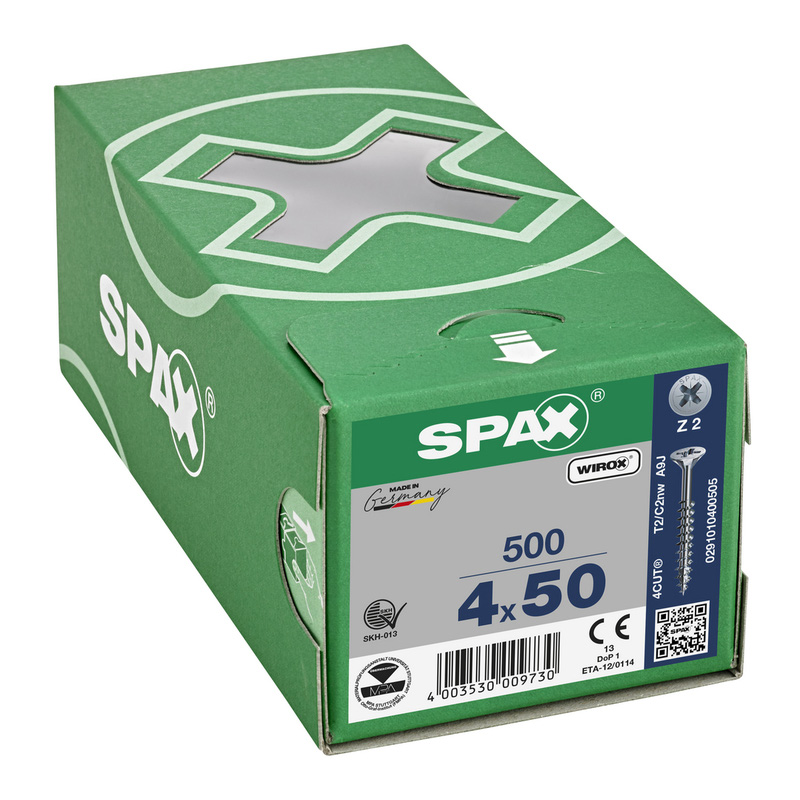 Spax universele schroeven platkop deeldraad 4x50mm PZ2