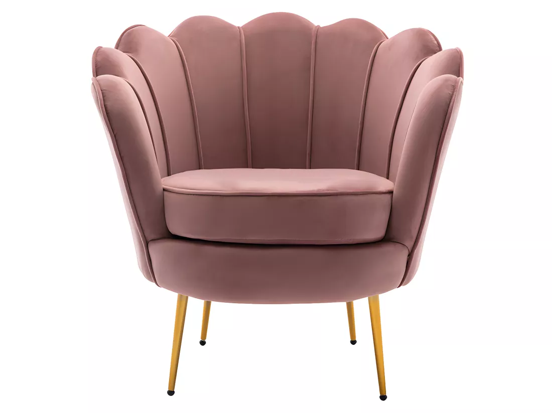 Canapé 2 places et fauteuil coquillage en velours rose DANDELION de Pascal Morabito