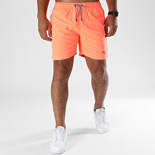 Short De Bain Script Orange Fluo