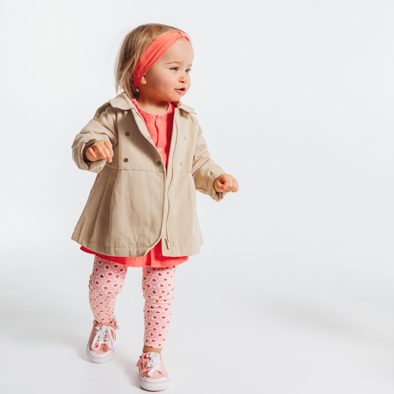 Manteau toile déperlante à capuche beige bébé fille