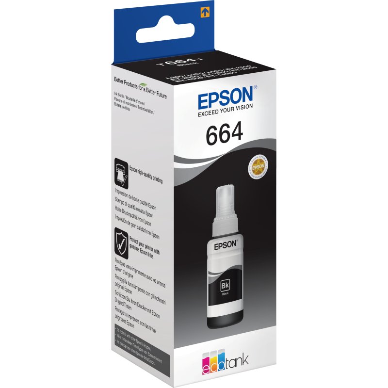 EPSON Bidon d'encre N°664 Noir pour imprimante à réservoir d'encre