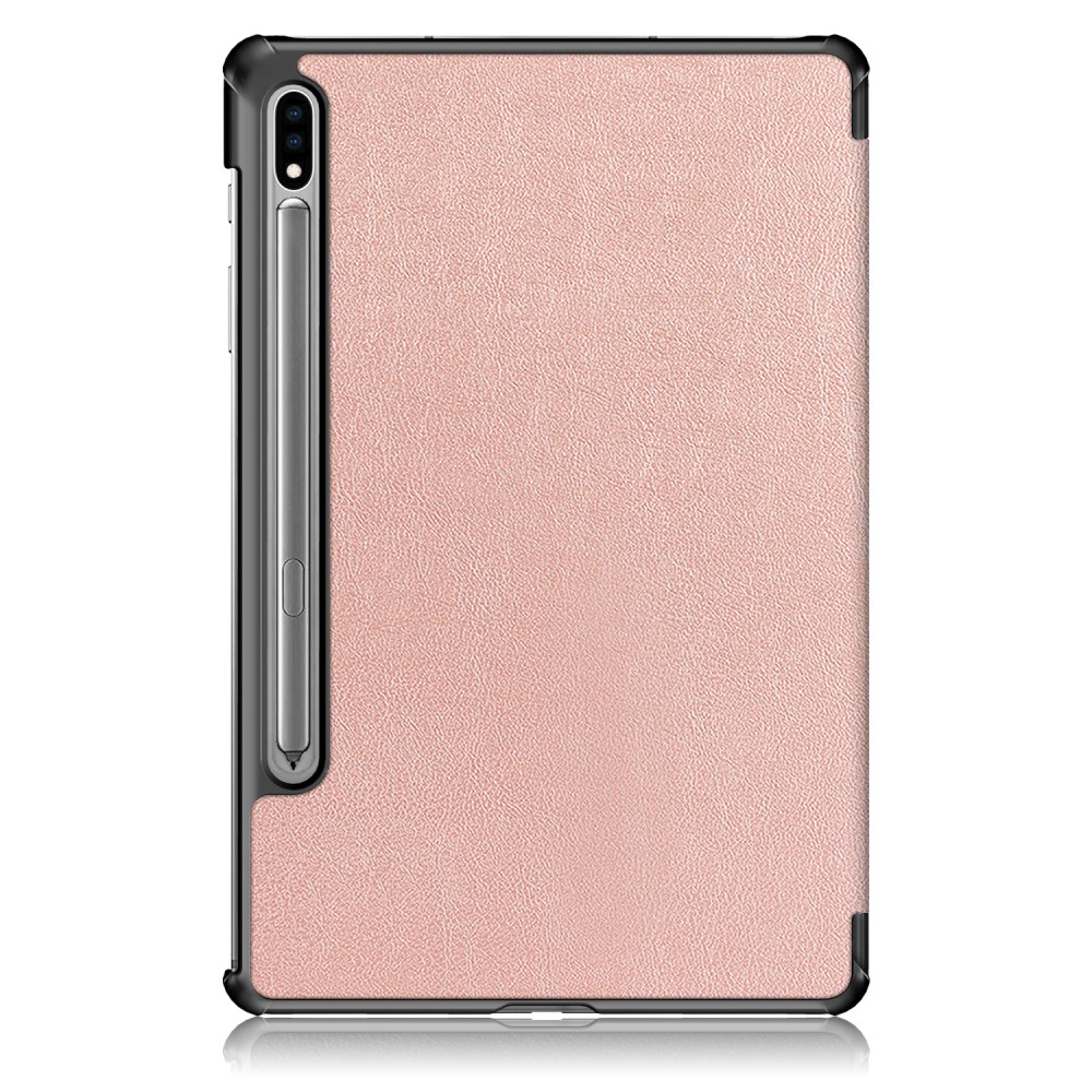 Samsung Galaxy Tab S8  Plus / Tab S7  Plus / Tab S7 FE 5G Leder Tasche Smart Case Hülle   S-Pen Halterung - Roségold / Schwarz