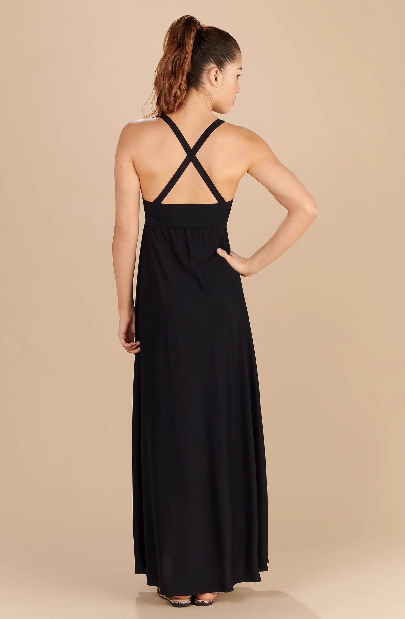 vick Robe longue décolleté plongeant noir Noir